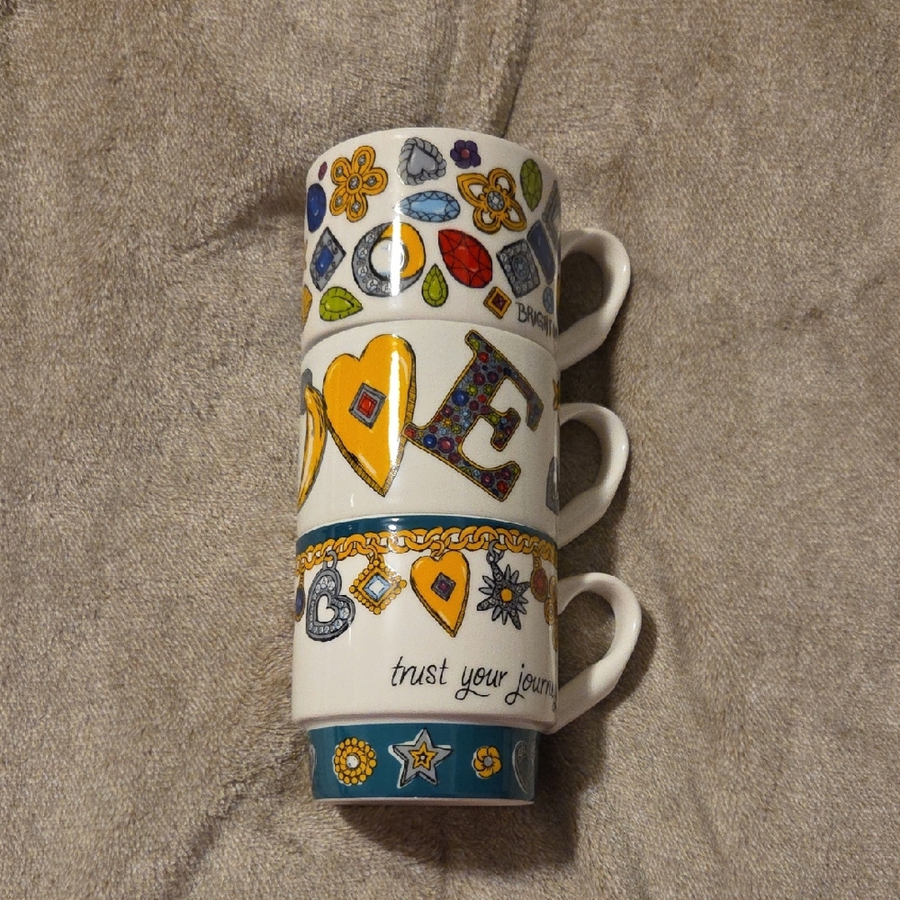 Colorful Stacked Mugs with Inspirational Design By Brighton